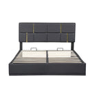 Lit plateforme rembourré Queen Size avec pouf de rangement, ensemble de chambre à coucher 2 pièces
