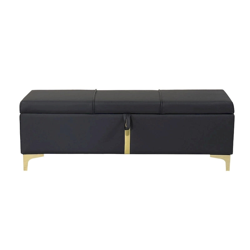 Lit plateforme rembourré Queen Size avec pouf de rangement, ensemble de chambre à coucher 2 pièces