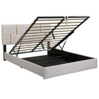 Lit plateforme rembourré Queen Size avec pouf de rangement, ensemble de chambre à coucher 2 pièces
