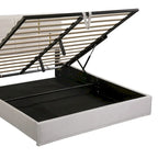 Lit plateforme rembourré Queen Size avec pouf de rangement, ensemble de chambre à coucher 2 pièces