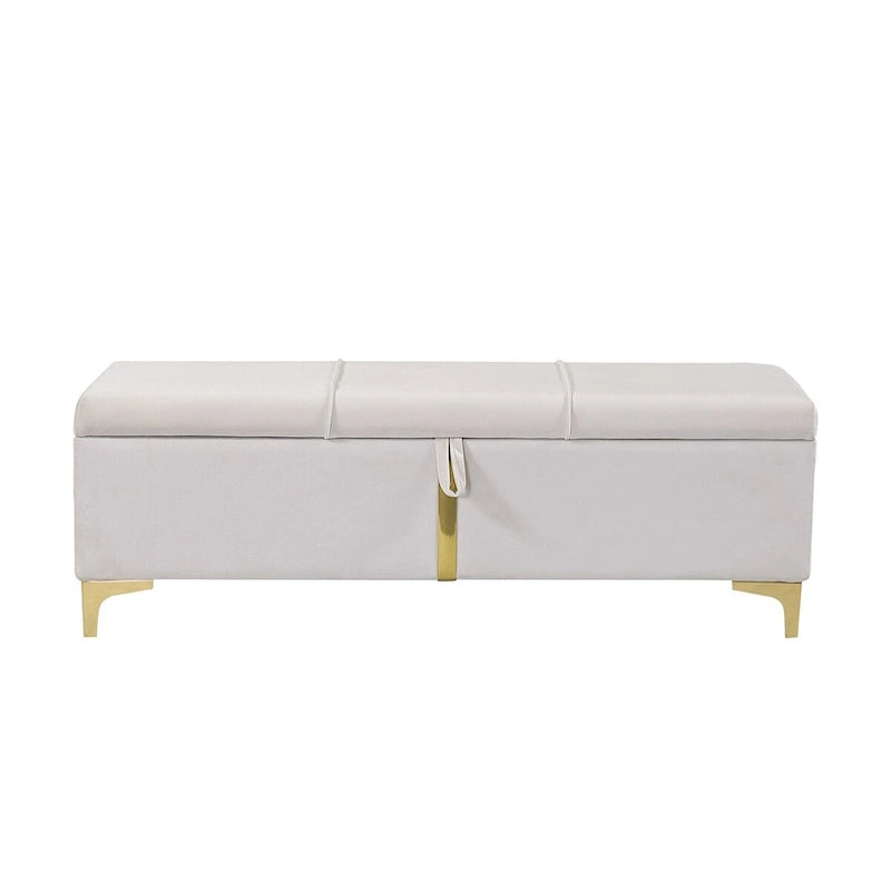 Lit plateforme rembourré Queen Size avec pouf de rangement, ensemble de chambre à coucher 2 pièces