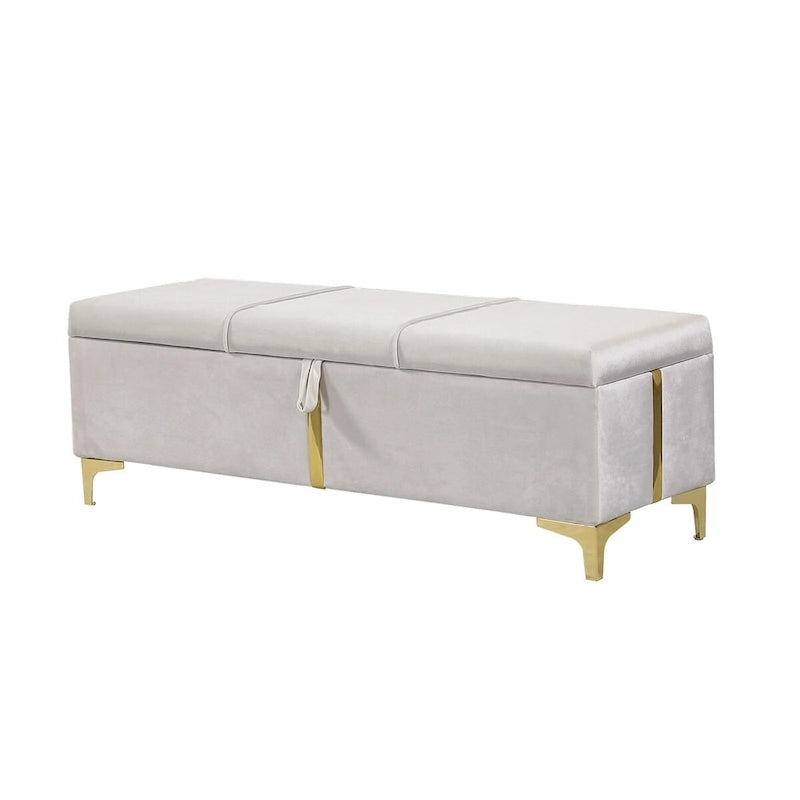 Lit plateforme rembourré Queen Size avec pouf de rangement, ensemble de chambre à coucher 2 pièces