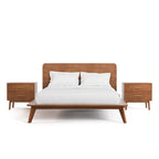 Ensemble de chambre à coucher en bois de style Beau Midcentury de Furniture of America, 3 pièces, en noyer, profil bas
