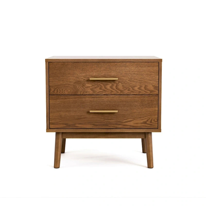 Ensemble de chambre à coucher en bois de style Beau Midcentury de Furniture of America, 3 pièces, en noyer, profil bas