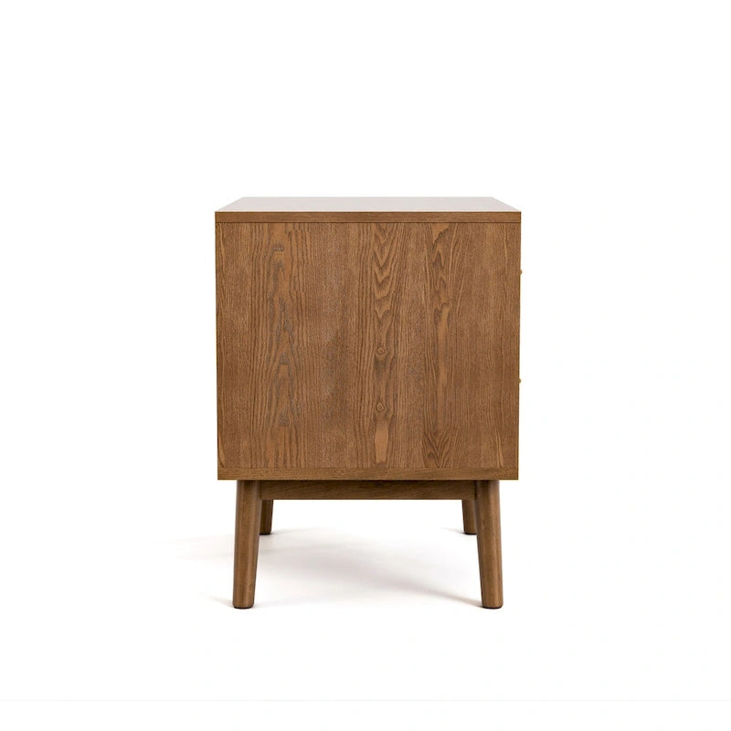 Ensemble de chambre à coucher en bois de style Beau Midcentury de Furniture of America, 3 pièces, en noyer, profil bas