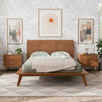 Ensemble de chambre à coucher en bois de style Beau Midcentury de Furniture of America, 3 pièces, en noyer, profil bas