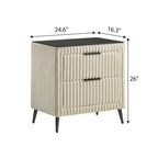 Lit à panneaux rembourrés en velours côtelé à larges côtes Mavela de Roundhill Furniture, avec 2 tables de chevet et un banc, couleur crème