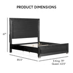 Ensemble de chambre à coucher Alaric de Furniture of America, moderne, en bois massif noir, composé d'un lit 3 pièces et de 2 tables de chevet avec tête de lit à DEL.