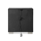 Ensemble de chambre à coucher Alaric de Furniture of America, moderne, en bois massif noir, composé d'un lit 3 pièces et de 2 tables de chevet avec tête de lit à DEL.