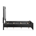 Ensemble de chambre à coucher Alaric de Furniture of America, moderne, en bois massif noir, composé d'un lit 3 pièces et de 2 tables de chevet avec tête de lit à DEL.