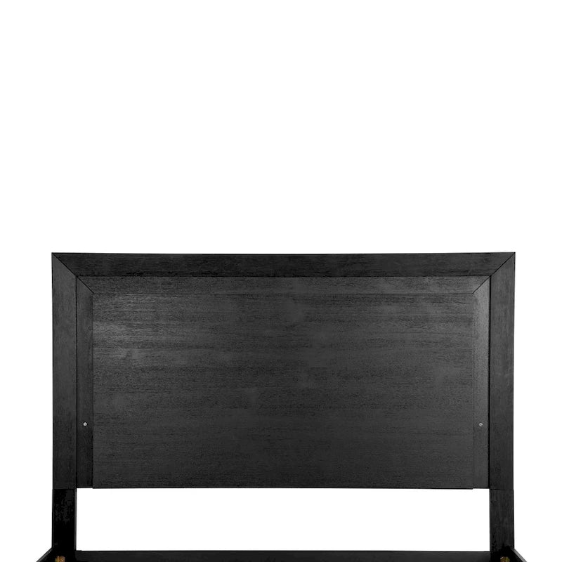Ensemble de chambre à coucher Alaric de Furniture of America, moderne, en bois massif noir, composé d'un lit 3 pièces et de 2 tables de chevet avec tête de lit à DEL.
