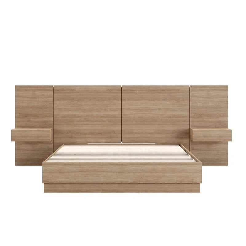 Ensemble de chambre à coucher Milano 4 pièces avec table de chevet suspendue et rallonge