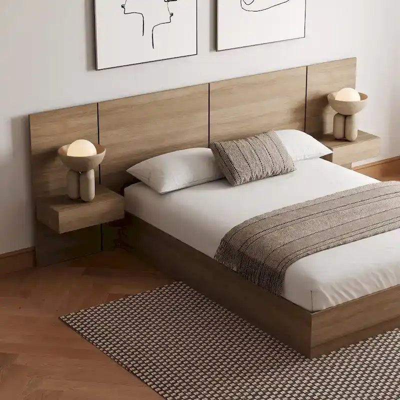 Ensemble de chambre à coucher Milano 4 pièces avec table de chevet suspendue et rallonge
