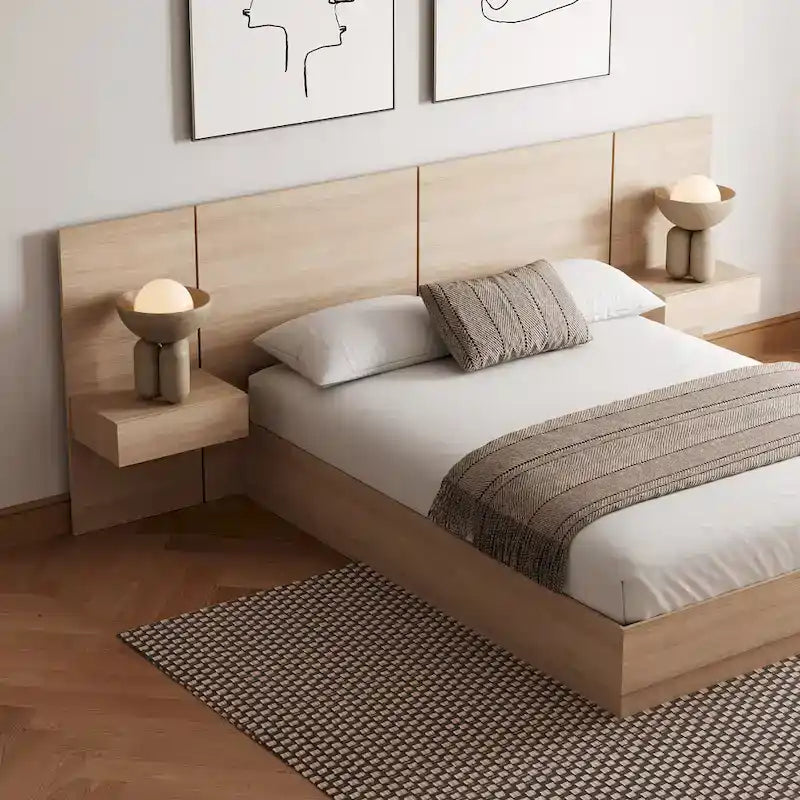 Ensemble de chambre à coucher Milano 4 pièces avec table de chevet suspendue et rallonge