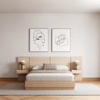 Ensemble de chambre à coucher Milano 4 pièces avec table de chevet suspendue et rallonge