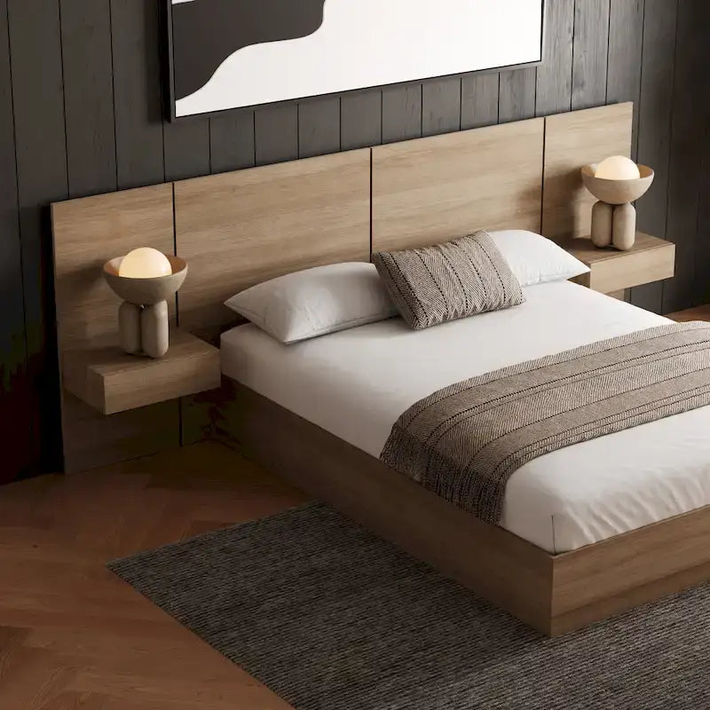 Ensemble de chambre à coucher Milano 4 pièces avec table de chevet suspendue et rallonge