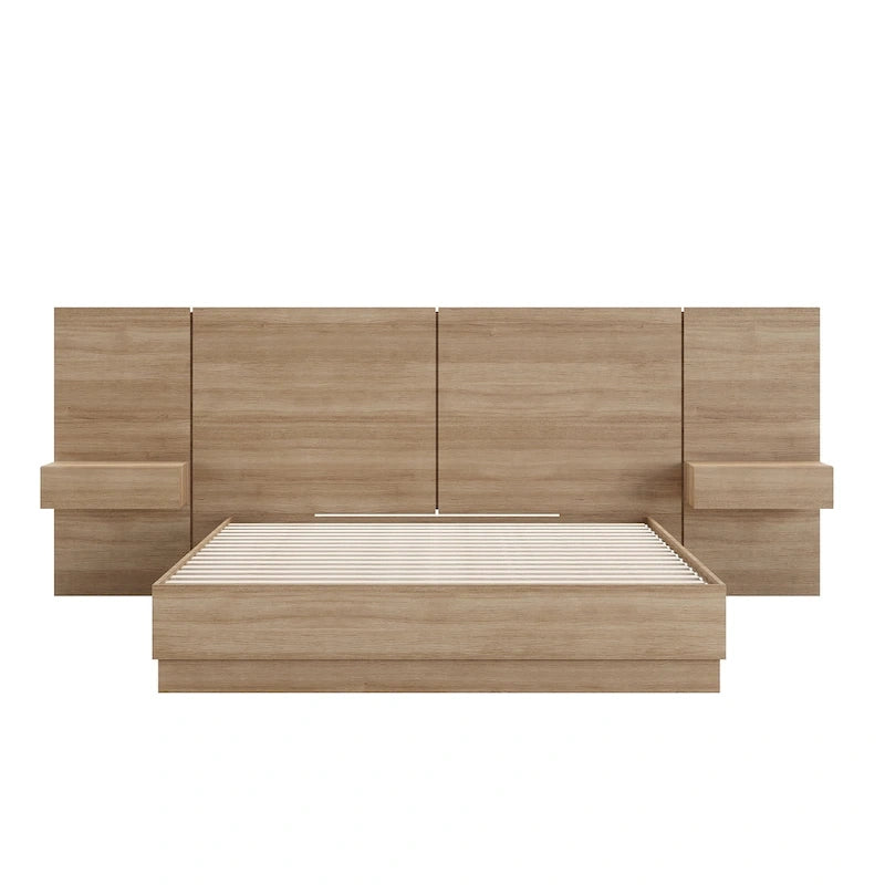Ensemble de chambre à coucher Milano 4 pièces avec table de chevet suspendue et rallonge