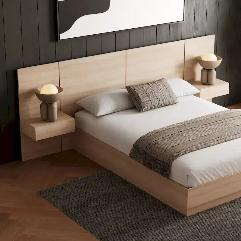 Ensemble de chambre à coucher Milano 4 pièces avec table de chevet suspendue et rallonge
