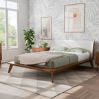 Ensemble de chambre à coucher 3 pièces Beau Midcentury bouclé à oreilles, profil bas, de Furniture of America