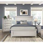 Classic 3pc Bedroom White Finish Bed Chest Nightstand Set