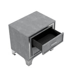 Set camera da letto 3 pezzi con letto a piattaforma imbottito queen size e due comodini