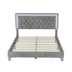 Set camera da letto 3 pezzi con letto a piattaforma imbottito queen size e due comodini