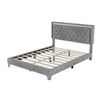 Set camera da letto 3 pezzi con letto a piattaforma imbottito queen size e due comodini