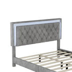 Set camera da letto 3 pezzi con letto a piattaforma imbottito queen size e due comodini