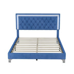 Set camera da letto 3 pezzi con letto a piattaforma imbottito queen size e due comodini