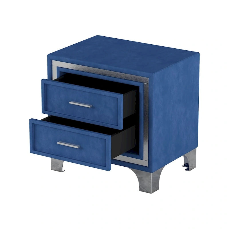 Set camera da letto 3 pezzi con letto a piattaforma imbottito queen size e due comodini