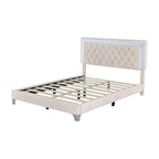 Set camera da letto 3 pezzi con letto a piattaforma imbottito queen size e due comodini