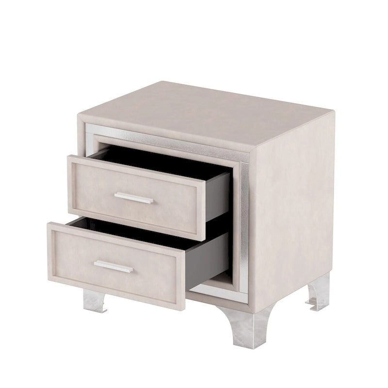 Set camera da letto 3 pezzi con letto a piattaforma imbottito queen size e due comodini