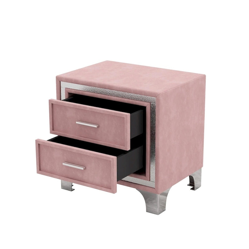 Set camera da letto 3 pezzi con letto a piattaforma imbottito queen size e due comodini