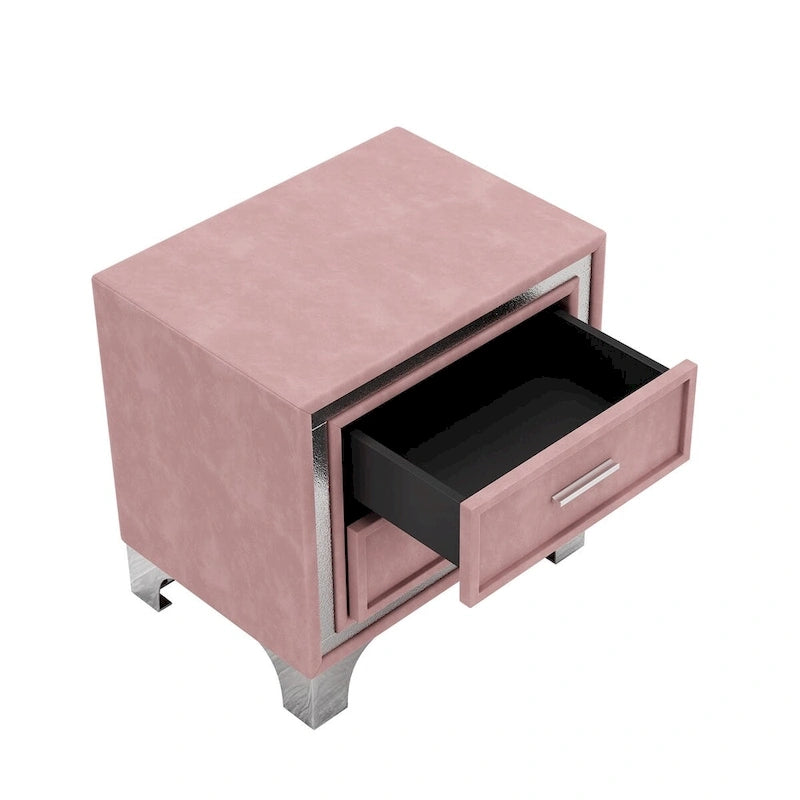 Set camera da letto 3 pezzi con letto a piattaforma imbottito queen size e due comodini