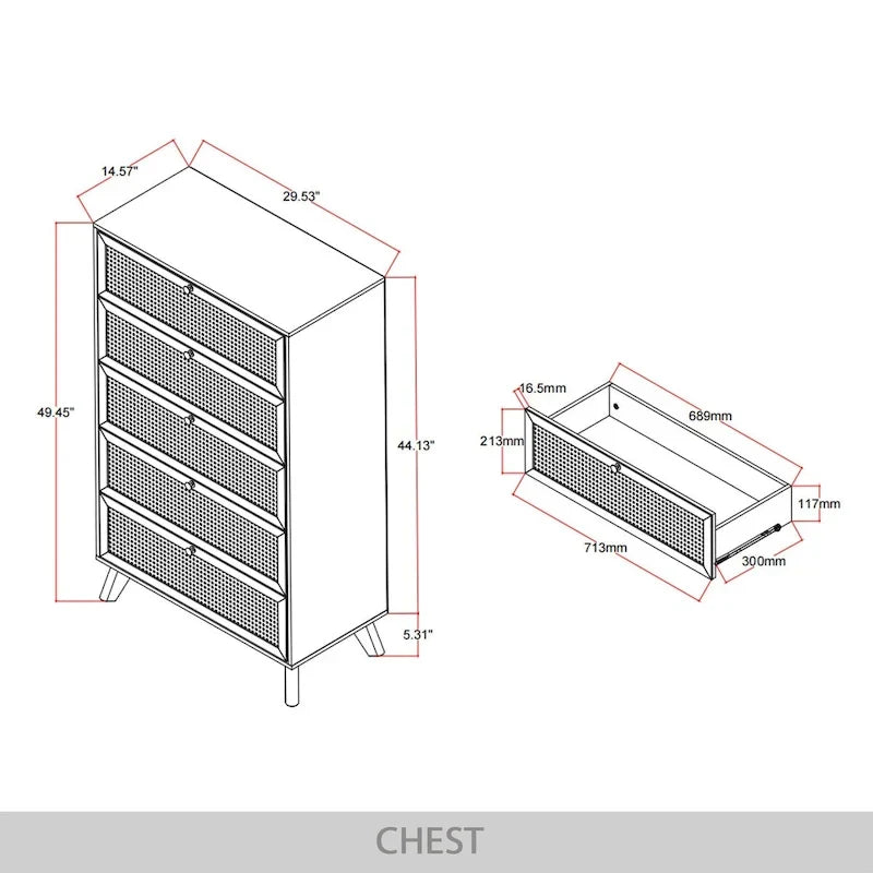 Ensemble de chambre à coucher moderne du milieu du siècle CraftPorch 5 pièces