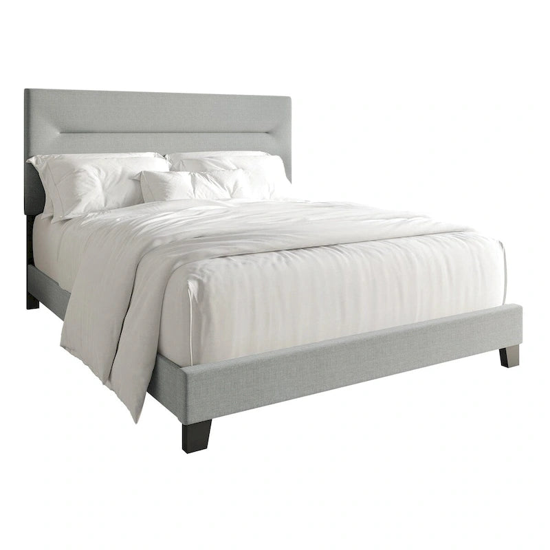 Ensemble de chambre à coucher CraftPorch 4 pièces, lit gris contemporain et meubles marron