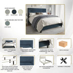 Ensemble de chambre à coucher CraftPorch 4 pièces, lit gris contemporain et meubles marron