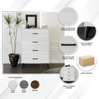 Ensemble de chambre à coucher CraftPorch 4 pièces, lit gris contemporain et meubles marron