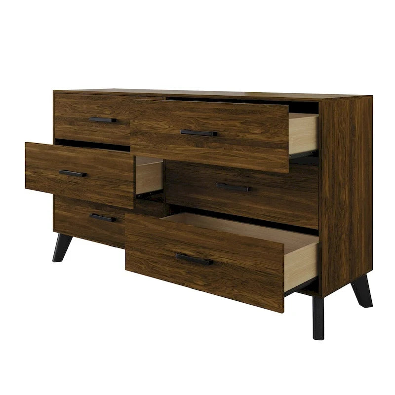 Ensemble de chambre à coucher CraftPorch 4 pièces, lit gris contemporain et meubles marron