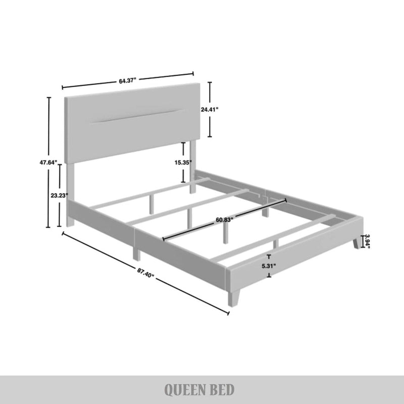Ensemble de chambre à coucher CraftPorch 4 pièces, lit gris contemporain et meubles marron