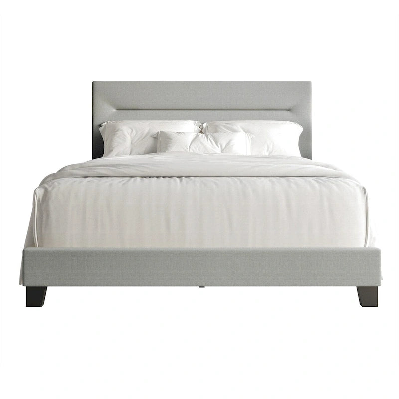 Ensemble de chambre à coucher CraftPorch 4 pièces, lit gris contemporain et meubles marron