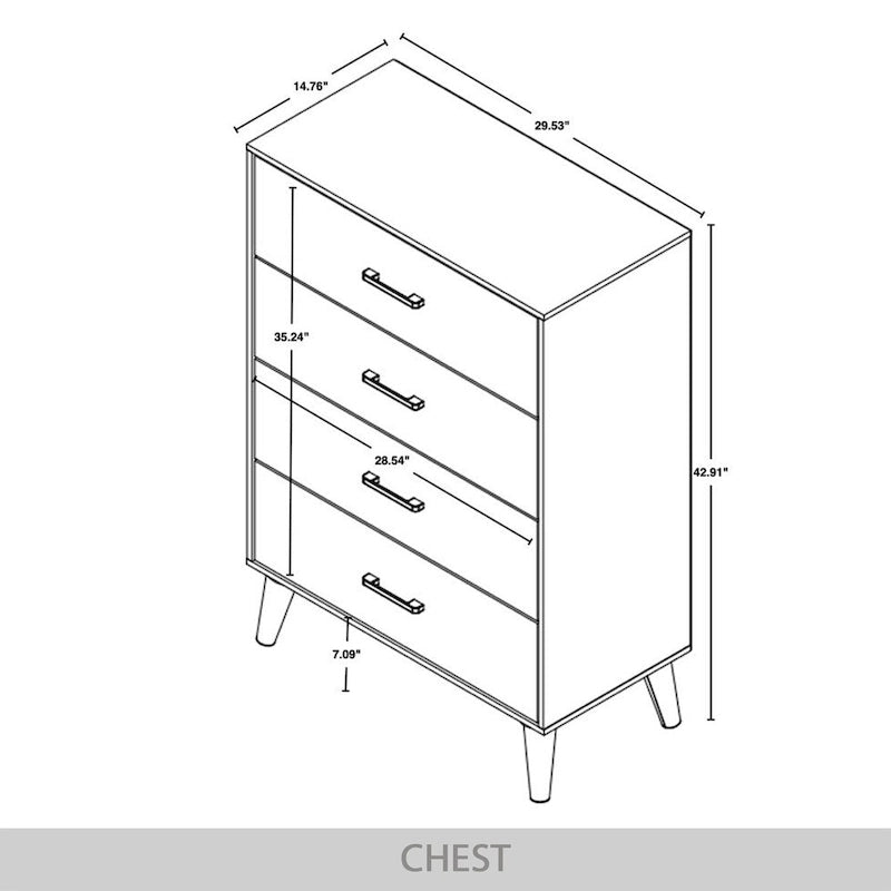 Ensemble de chambre à coucher CraftPorch 4 pièces, lit gris contemporain et meubles marron