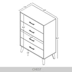 Ensemble de chambre à coucher CraftPorch 4 pièces, lit gris contemporain et meubles marron