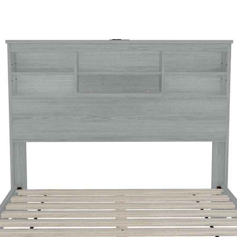 Ensemble de chambre à coucher 4 pièces comprenant un lit en bois de taille queen, 2 tables de chevet et 1 commode