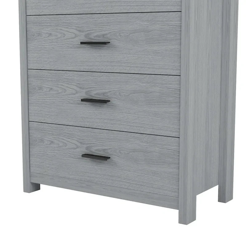 Ensemble de chambre à coucher 4 pièces comprenant un lit en bois de taille queen, 2 tables de chevet et 1 commode