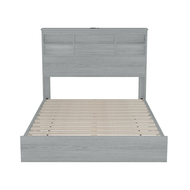 Ensemble de chambre à coucher 4 pièces comprenant un lit en bois de taille queen, 2 tables de chevet et 1 commode