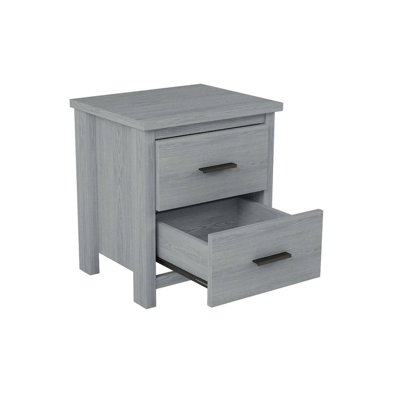 Ensemble de chambre à coucher 4 pièces comprenant un lit en bois de taille queen, 2 tables de chevet et 1 commode