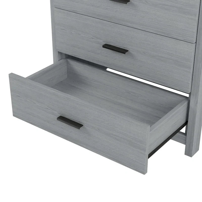 Ensemble de chambre à coucher 4 pièces comprenant un lit en bois de taille queen, 2 tables de chevet et 1 commode