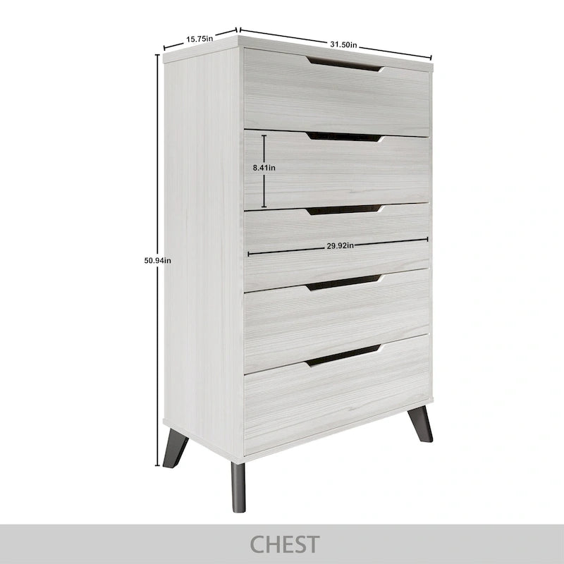Ensemble de chambre à coucher vintage en bois CraftPorch 5 pièces