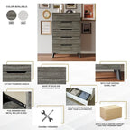 Ensemble de chambre à coucher vintage en bois CraftPorch 5 pièces